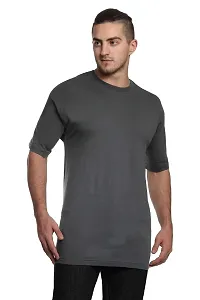 Stylish Black Polyester Solid Short Sleeves Round Neck Tees For Men-thumb3