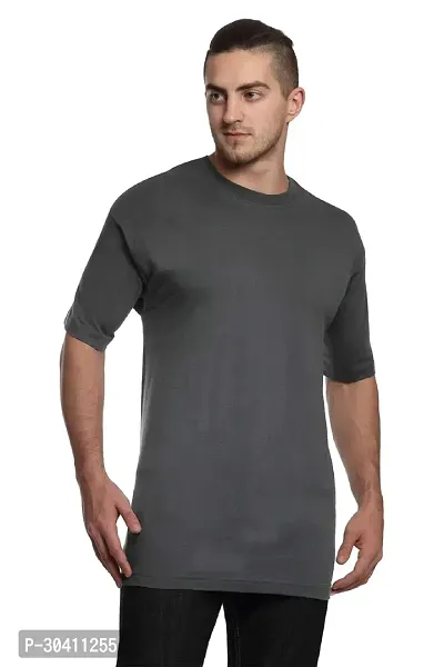 Stylish Black Polyester Solid Short Sleeves Round Neck Tees For Men-thumb4