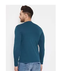 Stylish Blue Polyester Solid Round Neck Tees For Men-thumb2