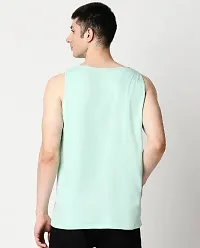 Stylish Green Polyester Sleeveless Gym Vest For Men-thumb1