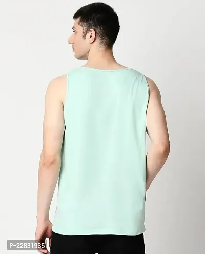 Stylish Green Polyester Sleeveless Gym Vest For Men-thumb2