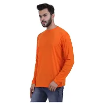 Stylish Orange Polyester Solid Round Neck Tees For Men-thumb4