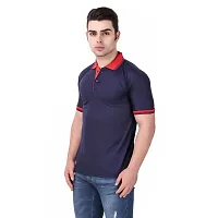 Stylish Navy Blue Polyester Polos For Men-thumb4