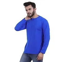 Stylish Blue Polyester Solid Round Neck Tees For Men-thumb4