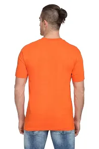 Stylish Orange Polyester Solid Short Sleeves Round Neck Tees For Men-thumb2