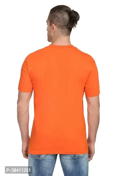 Stylish Orange Polyester Solid Short Sleeves Round Neck Tees For Men-thumb3