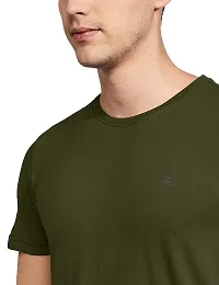 Stylish Green Polyester Solid Short Sleeves Round Neck Tees For Men-thumb2