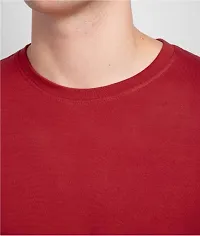 Stylish Maroon Polyester Solid Round Neck Tees For Men-thumb3