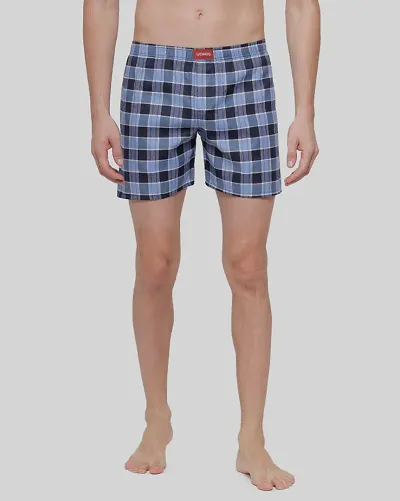 Multicolored Cotton Blend Checked Basic Boxer