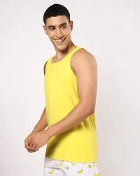 Stylish Yellow Polyester Sleeveless Gym Vest For Men-thumb2