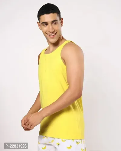 Stylish Yellow Polyester Sleeveless Gym Vest For Men-thumb3
