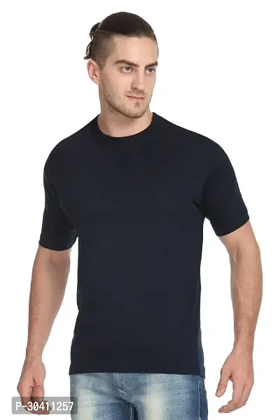 Stylish Black Polyester Solid Short Sleeves Round Neck Tees For Men-thumb2