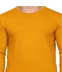 Stylish Yellow Polyester Solid Round Neck Tees For Men-thumb3