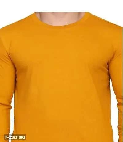 Stylish Yellow Polyester Solid Round Neck Tees For Men-thumb4