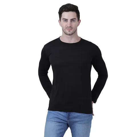 Stylish  Polyester Solid Round Neck Tees For Men
