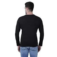 Stylish Black Polyester Solid Round Neck Tees For Men-thumb1