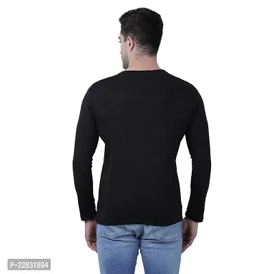 Stylish Black Polyester Solid Round Neck Tees For Men-thumb2