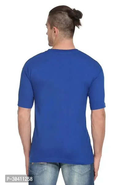 Stylish Blue Polyester Solid Short Sleeves Round Neck Tees For Men-thumb3