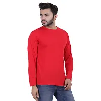 Stylish Red Polyester Solid Round Neck Tees For Men-thumb2