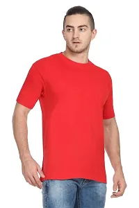 Stylish Red Polyester Solid Short Sleeves Round Neck Tees For Men-thumb1