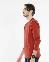 Stylish Orange Polyester Solid Round Neck Tees For Men-thumb1