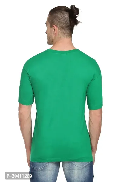 Stylish Green Polyester Solid Short Sleeves Round Neck Tees For Men-thumb3