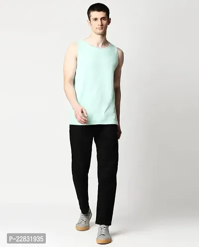 Stylish Green Polyester Sleeveless Gym Vest For Men-thumb5