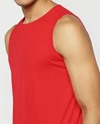 Stylish Red Polyester Sleeveless Gym Vest For Men-thumb3