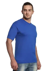 Stylish Blue Polyester Solid Short Sleeves Round Neck Tees For Men-thumb3