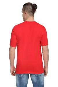 Stylish Red Polyester Solid Short Sleeves Round Neck Tees For Men-thumb2