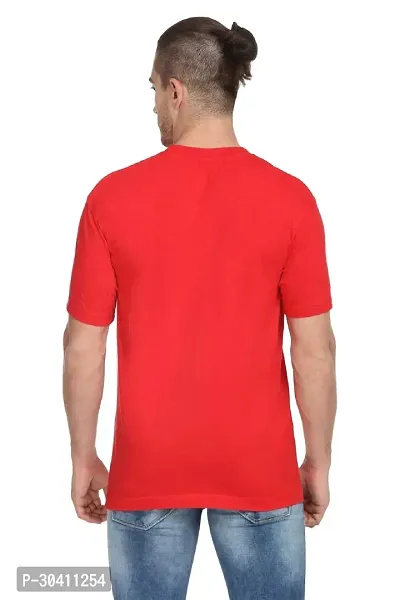 Stylish Red Polyester Solid Short Sleeves Round Neck Tees For Men-thumb3