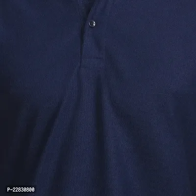 Stylish Navy Blue Polyester Polos For Men-thumb4