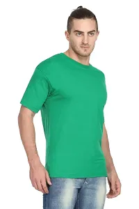 Stylish Green Polyester Solid Short Sleeves Round Neck Tees For Men-thumb1