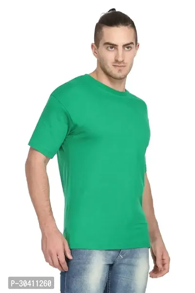 Stylish Green Polyester Solid Short Sleeves Round Neck Tees For Men-thumb2