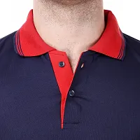 Stylish Navy Blue Polyester Polos For Men-thumb3