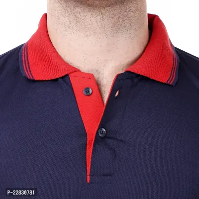 Stylish Navy Blue Polyester Polos For Men-thumb4