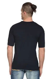 Stylish Black Polyester Solid Short Sleeves Round Neck Tees For Men-thumb2