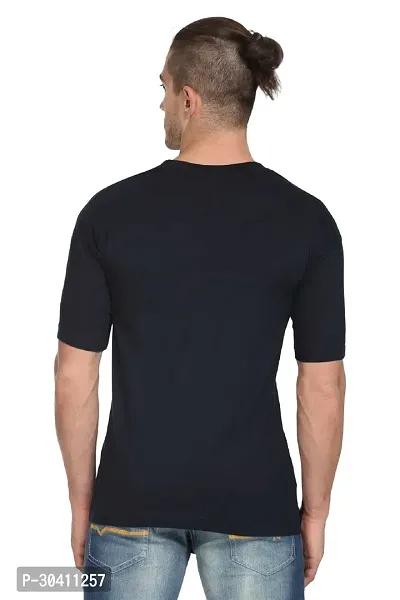 Stylish Black Polyester Solid Short Sleeves Round Neck Tees For Men-thumb3