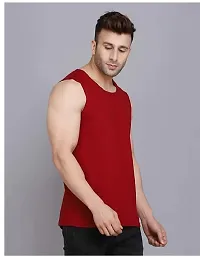 Stylish Maroon Polyester Sleeveless Gym Vest For Men-thumb2