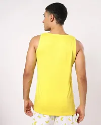 Stylish Yellow Polyester Sleeveless Gym Vest For Men-thumb1