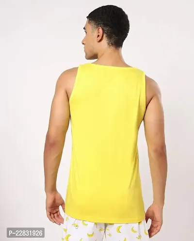 Stylish Yellow Polyester Sleeveless Gym Vest For Men-thumb2