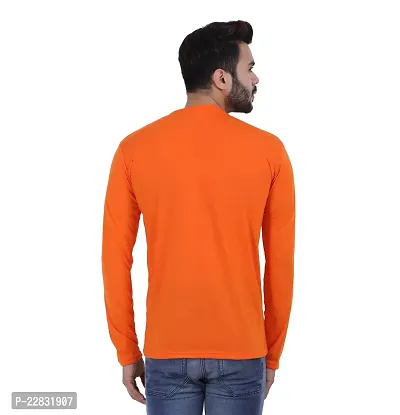 Stylish Orange Polyester Solid Round Neck Tees For Men-thumb2