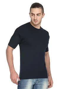 Stylish Black Polyester Solid Short Sleeves Round Neck Tees For Men-thumb3