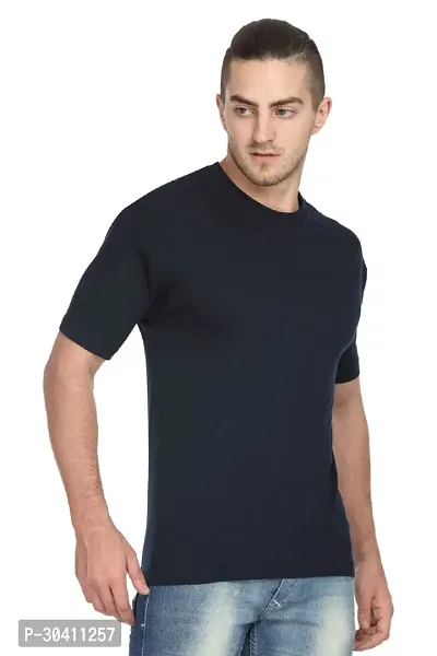 Stylish Black Polyester Solid Short Sleeves Round Neck Tees For Men-thumb4