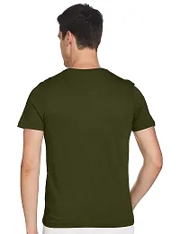 Stylish Green Polyester Solid Short Sleeves Round Neck Tees For Men-thumb1