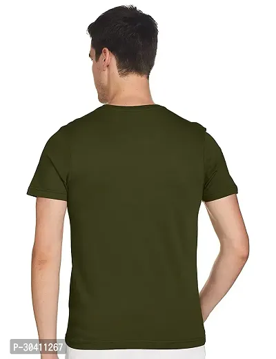 Stylish Green Polyester Solid Short Sleeves Round Neck Tees For Men-thumb2