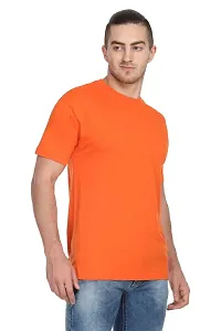 Stylish Orange Polyester Solid Short Sleeves Round Neck Tees For Men-thumb1