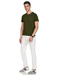 Stylish Green Polyester Solid Short Sleeves Round Neck Tees For Men-thumb3