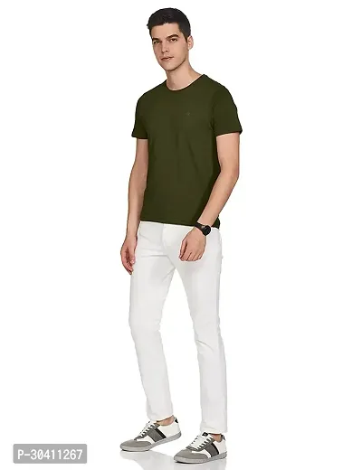 Stylish Green Polyester Solid Short Sleeves Round Neck Tees For Men-thumb4