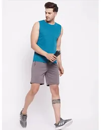 Stylish Blue Polyester Sleeveless Gym Vest For Men-thumb4